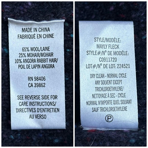 Theory Mayly Fleck Wool Mohair Cable Knit Sweater Dress Purple Fleck Size Large - Picture 15 of 17